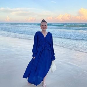 Nasty gal | Ruffle Plunging Pleated Maxi Dress